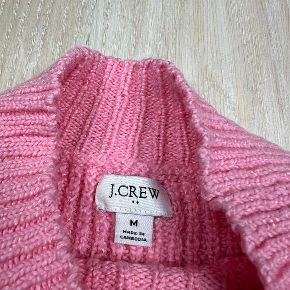 J Crew Pink Cotton Blend Cable Mock Neck Pullover Long Sleeve Sweater Medium - Picture 11 of 13